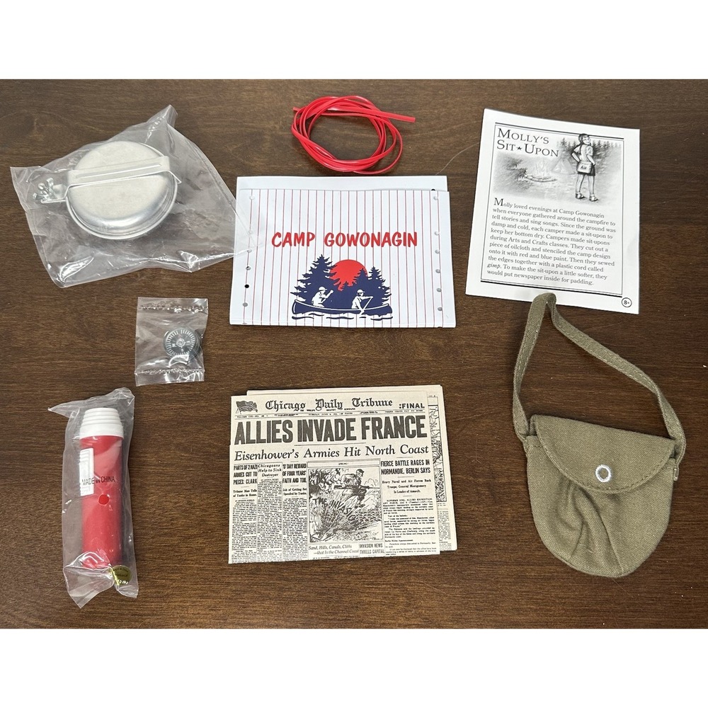 Molly's Camping Equipment American Girl Molly Retired Complete Camp Bag Compass